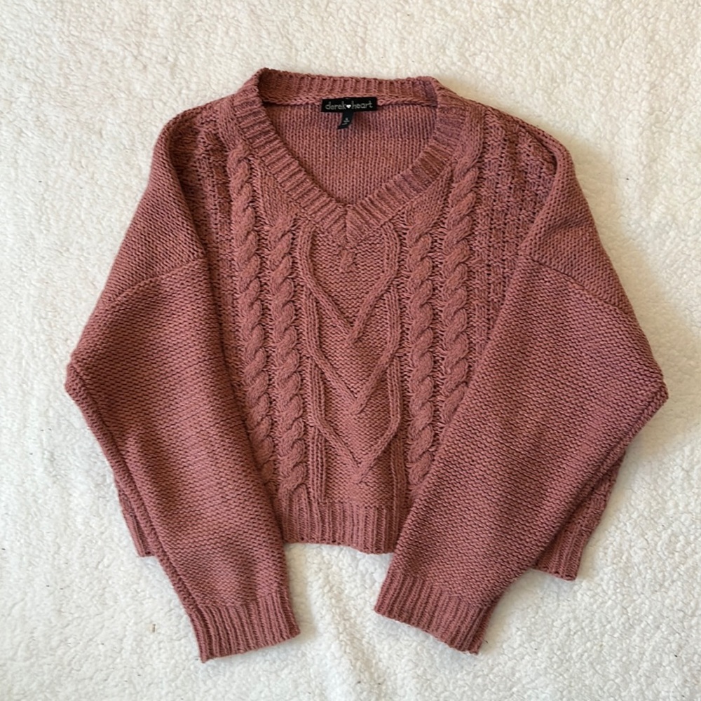 Blush Pink Vneck Cropped Sweater